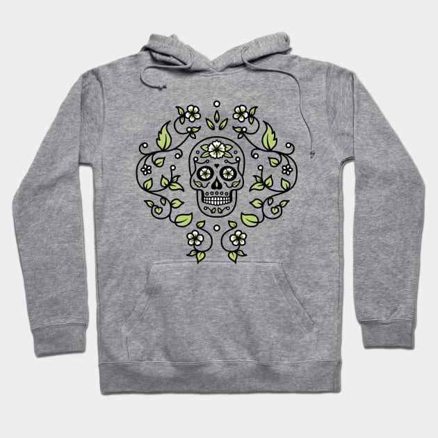 Sugar Skull Floral Vine Motif Hoodie by bangtees